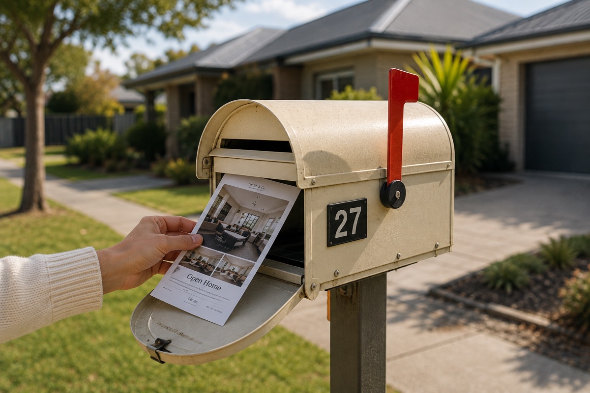 A flyer being posted into a suburban Perth letterbox